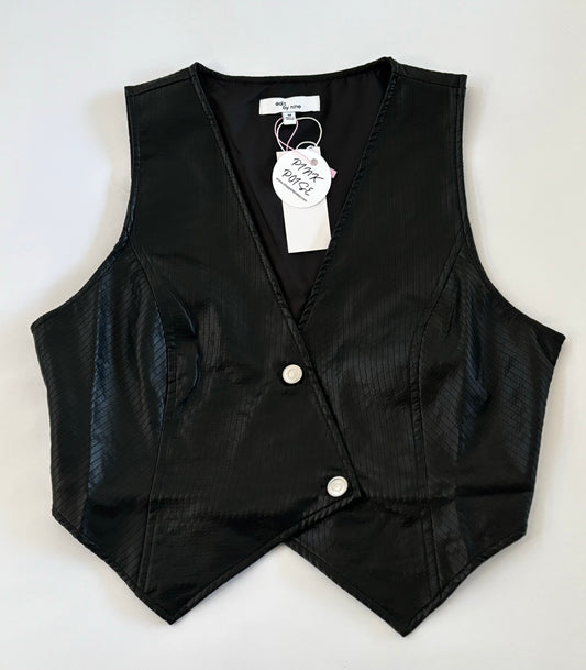 Pleated Leather Vest Top